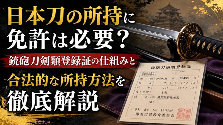 日本刀の所持に免許は必要？銃砲刀剣類登録証の仕組みと合法的な所持方法を徹底解説