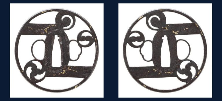 引両に巴紋透鐔 無銘 京正阿弥