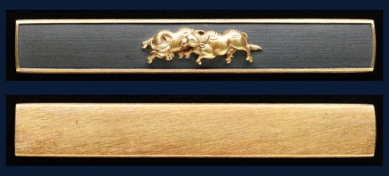 二疋牛図小柄 無銘 後藤廉乗