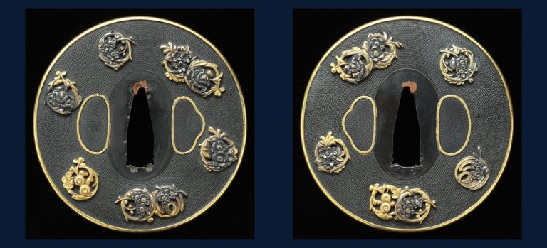 花丸紋散図鐔 無銘 加賀金工
