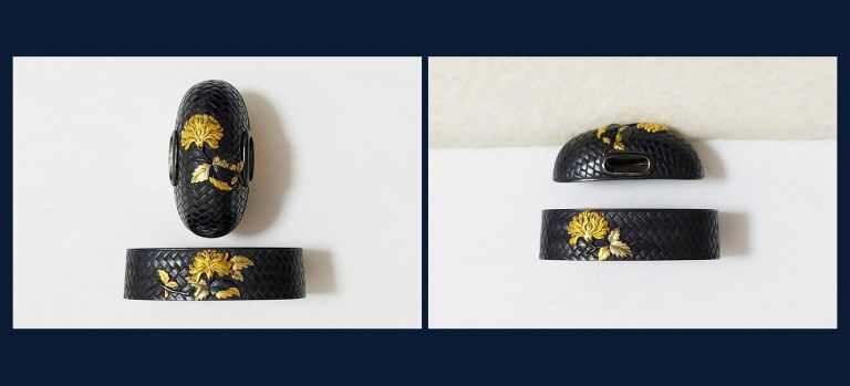 網代に花卉図縁頭 宮田信清（花押）