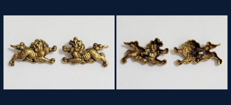 獅子図目貫 無銘（京金工）