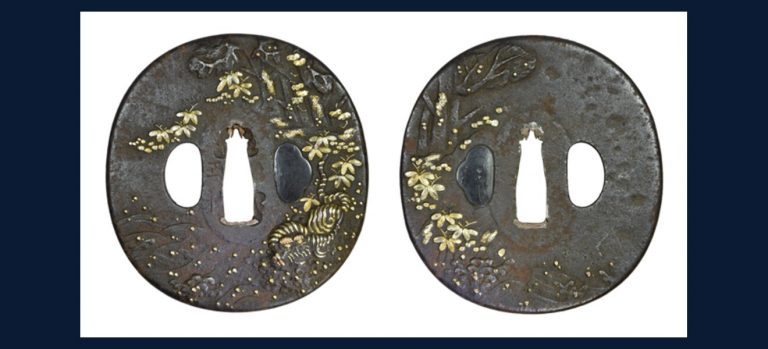 鐔 正利 深山親子虎図