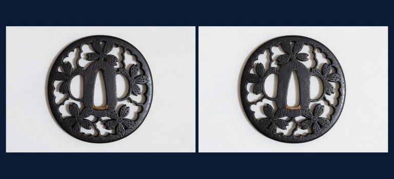 桜花透図鐔 無銘（肥後）