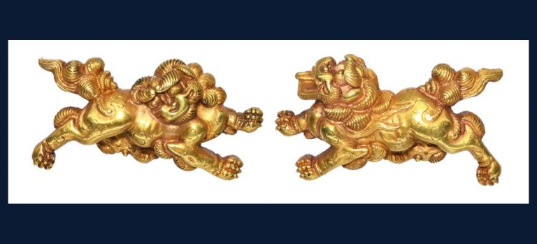 獅子図目貫 無銘 後藤