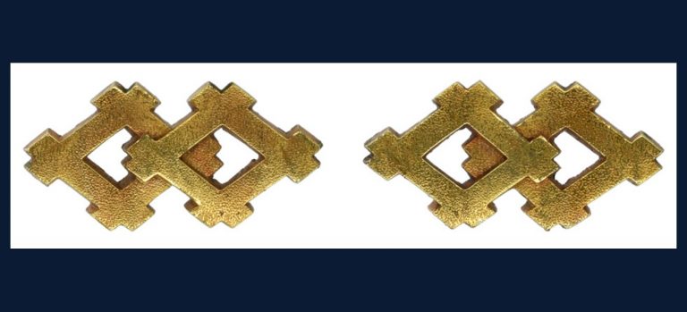 井桁紋二双図目貫 無銘 京金具師